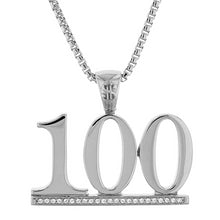 Load image into Gallery viewer, 100 Pendant (.925 Silver &amp; CZ)
