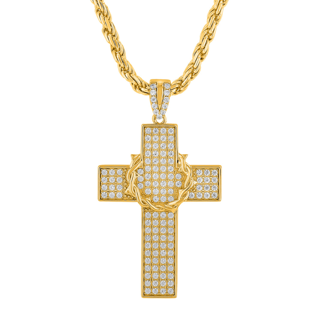 Thorn Cross Pendant (14K/18K Gold & Diamonds)