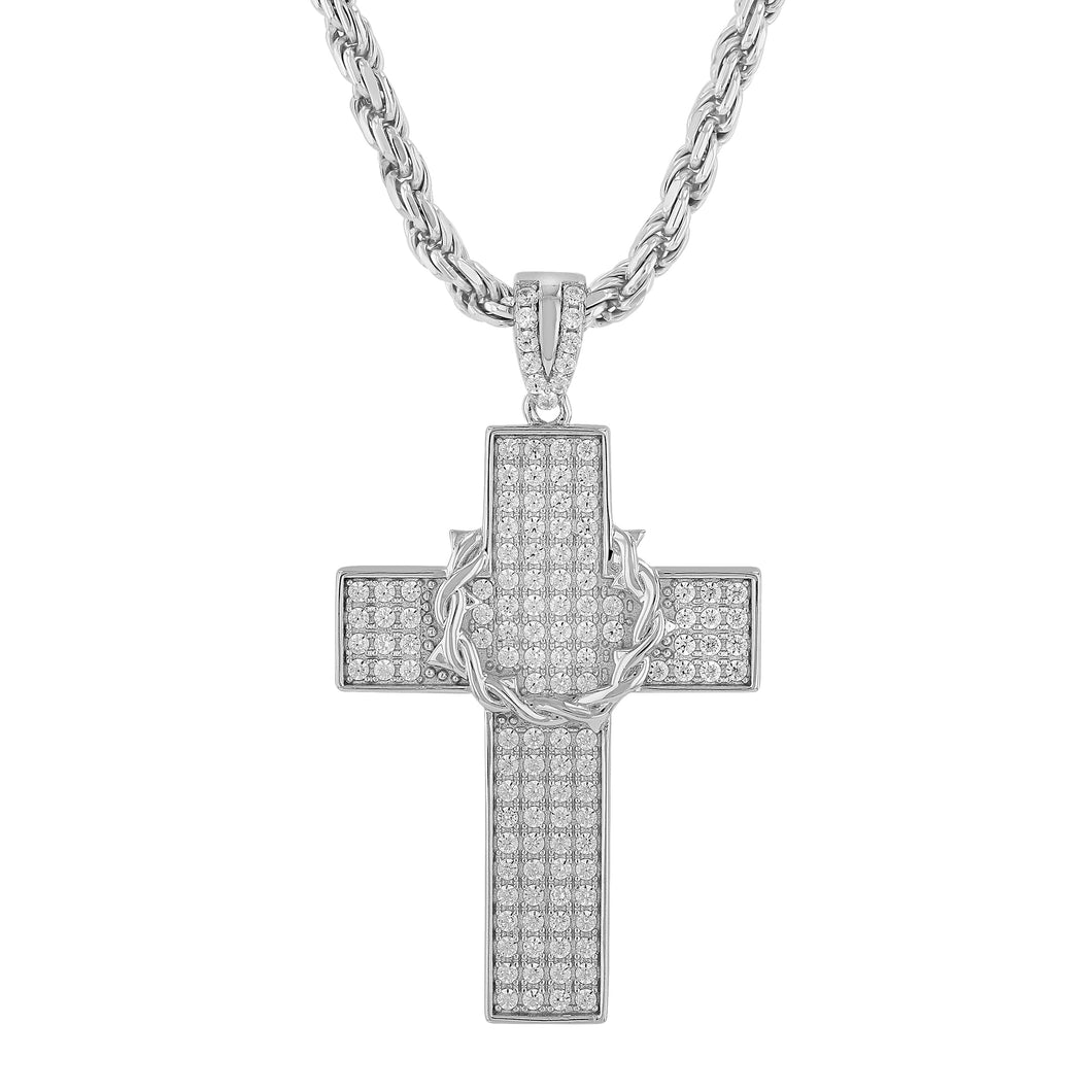 Thorn Cross Pendant (.925 Silver & CZ)