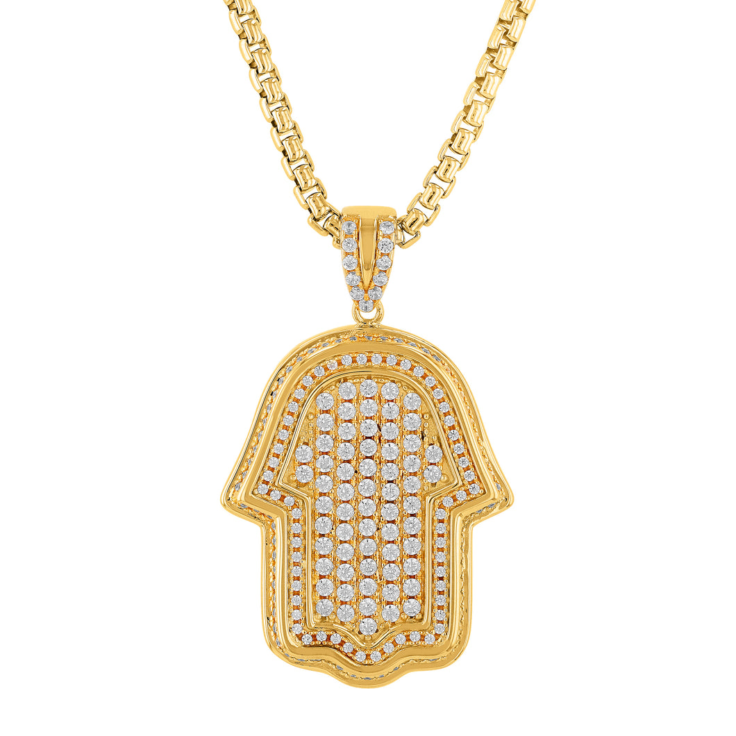 Hamsa Pendant (14K/18K Gold & Diamonds)