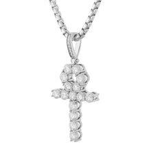 Load image into Gallery viewer, Diamond Ankh Cross (.925 Silver &amp; CZ)
