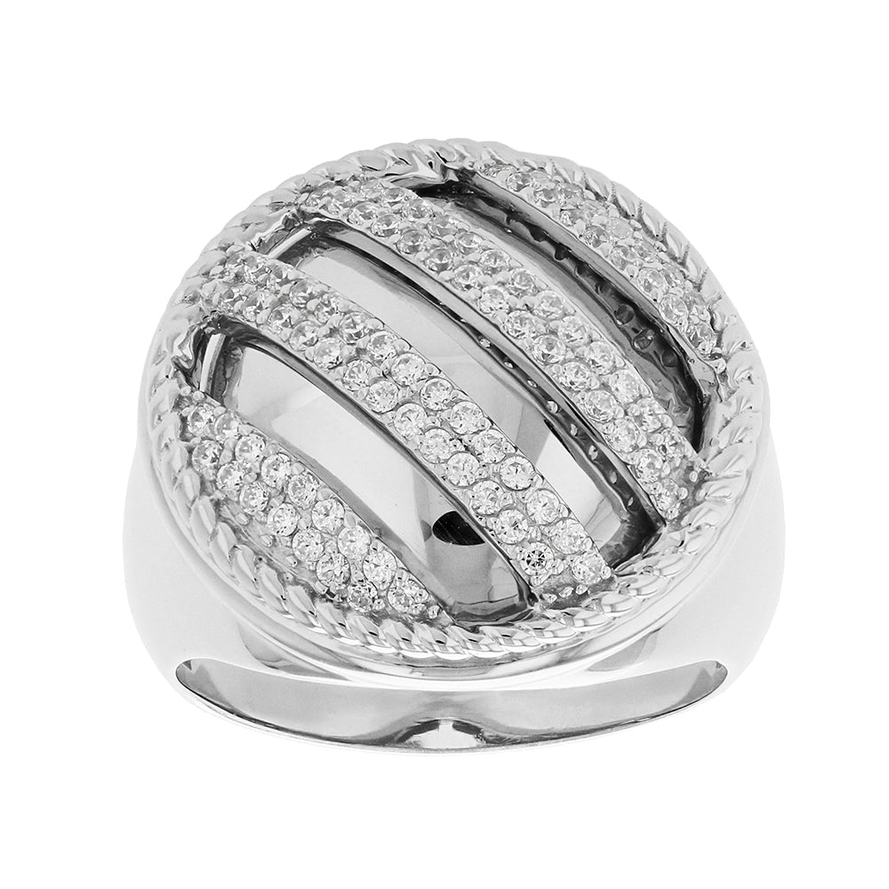Striped Ice Ring (.925 Silver & CZ)